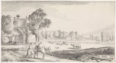 Agricultor com cavalo de carga numa estrada de campo
Playsante lantschappen ende vermakelycke gesichten (título da série) de Jan van de Velde (II)