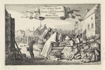 Números numa banca de vegetais num mercado
Paisagens (título da série)
Amenissimae aliquot requculae (título da série) de Jan van de Velde (II)