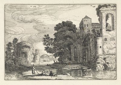 Números perto de um castelo junto a um rio
Paisagens (título da série)
Amenissimae aliquot requculae (título da série) de Jan van de Velde (II)