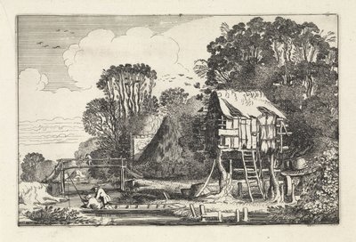Pescadores num barco perto de um pombal
Paisagens (título da série)
Amenissimae aliquot requculae (título da série) de Jan van de Velde (II)