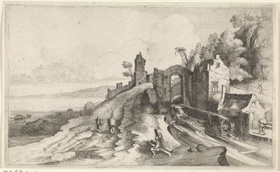 Paisagem costeira com um moinho de água Seascapes (título da série) de Jan van de Velde (II)