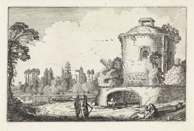 Paisagem com uma torre redonda Paisagens (título da série) Amenissimae aliquot requculae (título da série) de Jan van de Velde (II)