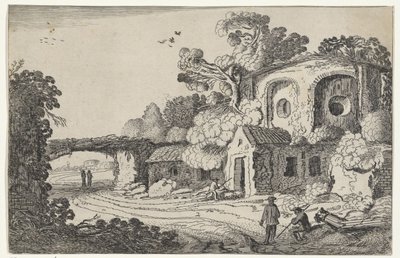 Landschap conheceu oude burcht Ruínas em paisagem (título da série) Ruínas Antigas e Algumas das Regiões Mais Bonitas (título da série) de Jan van de Velde (II)
