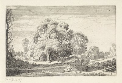 Cavaleiro numa paisagem ao nascer do sol
Paisagens (título da série)
Amenissimae aliquot requculae (título da série) de Jan van de Velde (II)