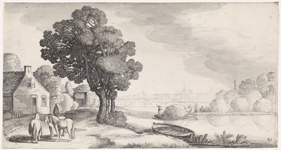 Transporte de feno num rio com Haarlem à distância
Playsante lantschappen ende vermakelycke gesichten (título da série) de Jan van de Velde (II)