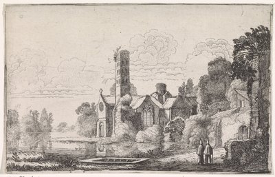 Dois monges numa abadia numa paisagem fluvial
Paisagens fluviais (título da série) de Jan van de Velde (II)