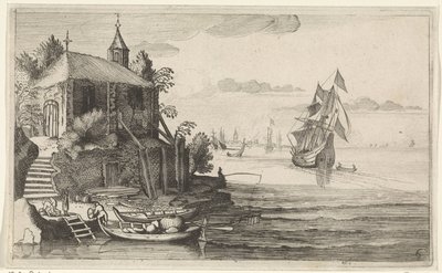 Gêmeo-mestre perto de uma costa com uma capela
Seascapes (título da série) de Jan van de Velde (II)