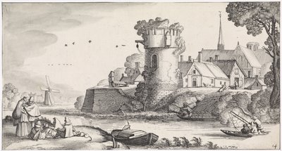 Sentinela sobre um rio
Playsante lantschappen ende vermakelycke gesichten (título da série) de Jan van de Velde (II)