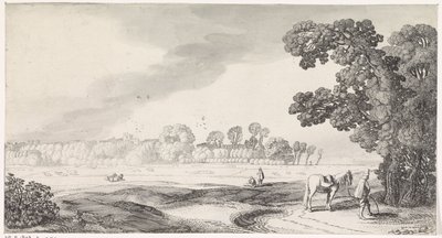 Landschap de pastagem conheceu homem plassende Playsante lantschappen end vermakelycke views (título da série) de Jan van de Velde (II)