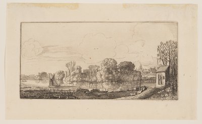 Uma pequena capela junto a um lago, de Seis paisagens de Jan van de Velde II