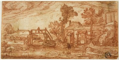 Canal com ponte e casas de Jan van de Velde II