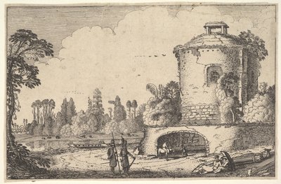 Paisagem com uma torre redonda, ca. 1616. de Jan van de Velde II