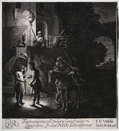 O bom samaritano pagando ao estalajadeiro de Jan van de Velde II