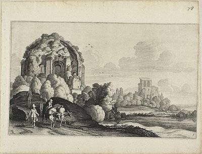 Viajantes em frente ao Templo de Minerva Medica em Roma de Jan van de Velde II