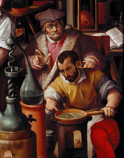 O Laboratório do Alquimista, detalhe de Jan van der Straet