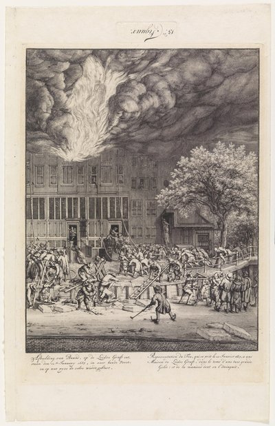 Incêndio no Leidschegracht, 1684 de Jan van der Heyden