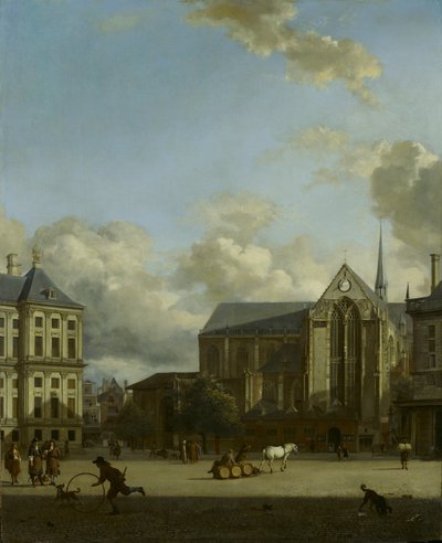 Praça Dam com Nieuwe Kerk de Jan van der Heyden