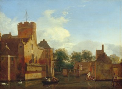 Castelo de Loenerslot na Holanda, c.1665-70 (óleo sobre carvalho) de Jan van der Heyden