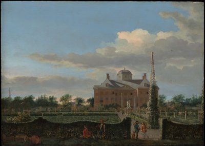 O Huis ten Bosch em Haia e o seu jardim formal (vista do sul) de Jan van der Heyden