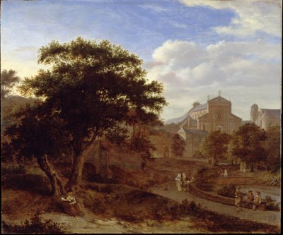 Duas igrejas e uma muralha urbana de Jan van der Heyden