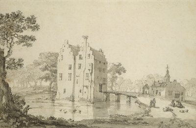 Castelo de Zuylenburgh (Slot Zuylen) (caneta e lápis sobre papel) de Jan van der Heyden