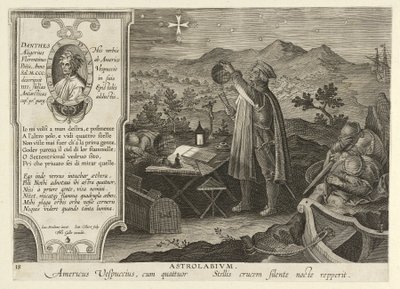 Américo Vespúcio Descobrindo o Cruzeiro do Sul com um Astrolábio, pub. 1600. de Jan van der Straet
