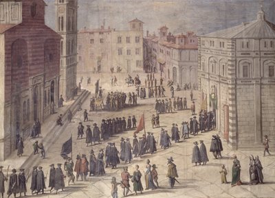 Festival de homenagem na Piazza del Duomo, Florença, 1555 de Jan van der Straet