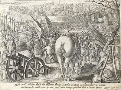 Giovanni de &39;Medici, em Milão, placa de&39; A História dos Medici &39;, gravada por Philip Galle (1537-1612), c.1583 de Jan van der Straet