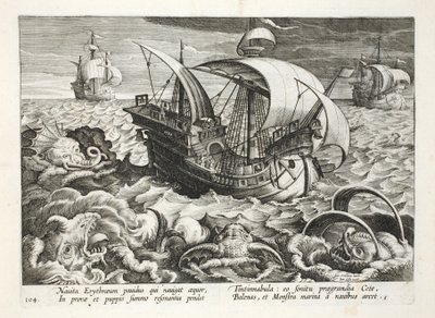 Criaturas do mar de caça, placa 84, ilustração de &39;Venationes, Ferarum, Avium, Piscium&39; (de caça: feras, pássaros, peixes), gravada por Jan Collaert (1566-1628), pub. por Phillipus Gallaeus, Amste de Jan van der Straet