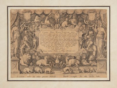 Página dedicatória do conjunto "Vitória e Triunfo da Família Médici" de Jan van der Straet, called Stradanus
