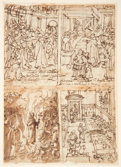 Oito Cenas da Vida de San Giovanni Gualberto (reto e verso) de Jan van der Straet, called Stradanus