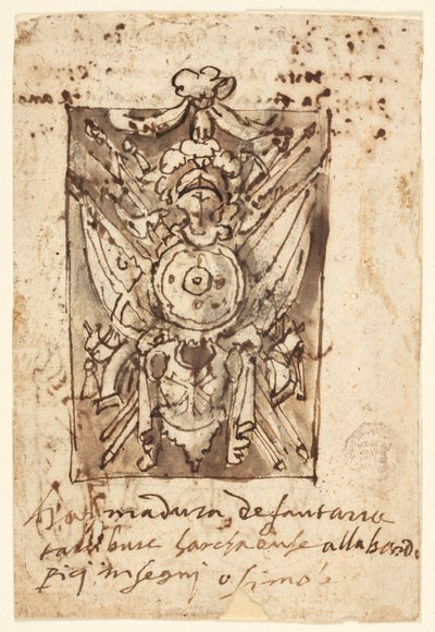 Página de um Sketchbook: Troféu Militar de Jan van der Straet, called Stradanus