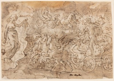 Página de um caderno de desenho; Apolo e Aurora de Jan van der Straet, called Stradanus