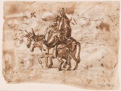 Página de um caderno de desenho; Fuga para o Egito; Crucificação de Jan van der Straet, called Stradanus