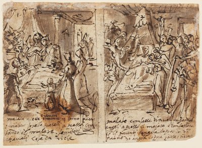 Página de um caderno de desenho; O piedoso moribundo de Jan van der Straet, called Stradanus