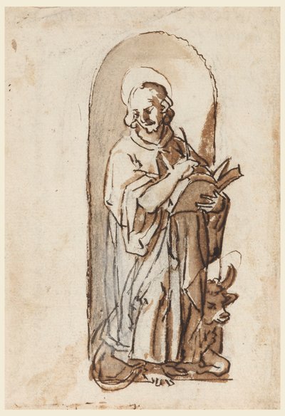 São Lucas em um nicho de Jan van der Straet, called Stradanus