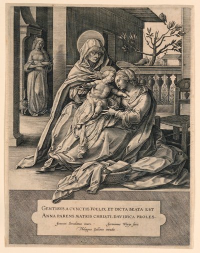 Santa Ana, a Virgem e o Menino Jesus de Jan van der Straet, called Stradanus