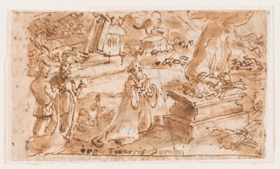 O Sacrifício de Jó, projeto preliminar para "Spiritus Timoris Domini" (O Dom do Temor do Senhor), placa 7 da série de impressão "Os Sete Dons do Espírito Santo" de Jan van der Straet, called Stradanus