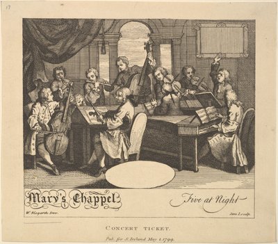 Bilhete do Concerto - Capela de Mary, Five at Night, 1 de maio de 1799. de Jane Ireland