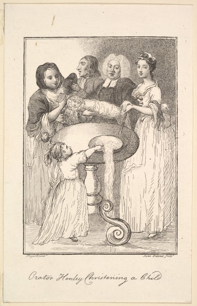 Orador Henley batizando uma criança, 1794. de Jane Ireland