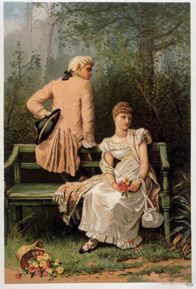 Cena de reprovações entre amantes, chromo inglês de Jane Maria Bowkett