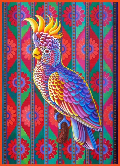 Catatua de crista amarela, 2022 (óleo sobre tela) de Jane Tattersfield