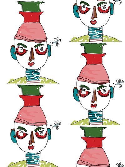 Faces em repetição, 2022 (photoshop) de Jane Willingale
