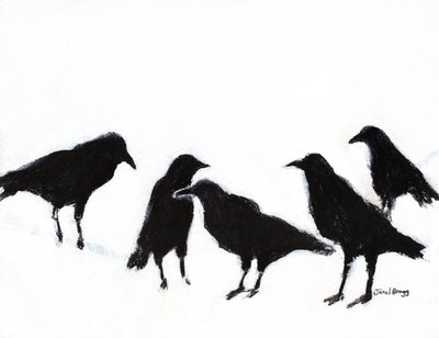 A Murder of Crows, c.2019 (carvão e gesso sobre papel) de Janel Bragg