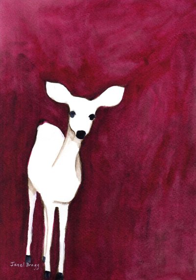 Veado em Cap Sante, c. 2014 (aguarela e tinta sobre papel) de Janel Bragg