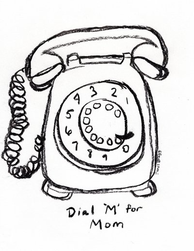 Dial "M" for Mom, c. 2022 (carvão sobre papel) de Janel Bragg