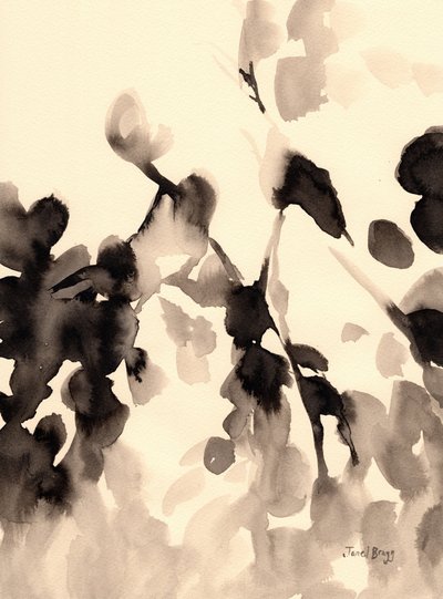 Folhas abstractas a tinta II, c.2019 (tinta sobre papel) de Janel Bragg