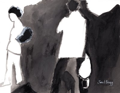 Patronos no Museu de Arte de Palm Springs, c.2017 (tinta e gesso sobre papel) de Janel Bragg