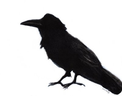 Raven at Baker Beach, c. 2023 (técnica mista sobre papel) de Janel Bragg