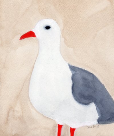 Gaivota de Anacortes II, c.2018 (aguarela e lápis sobre papel) de Janel Bragg